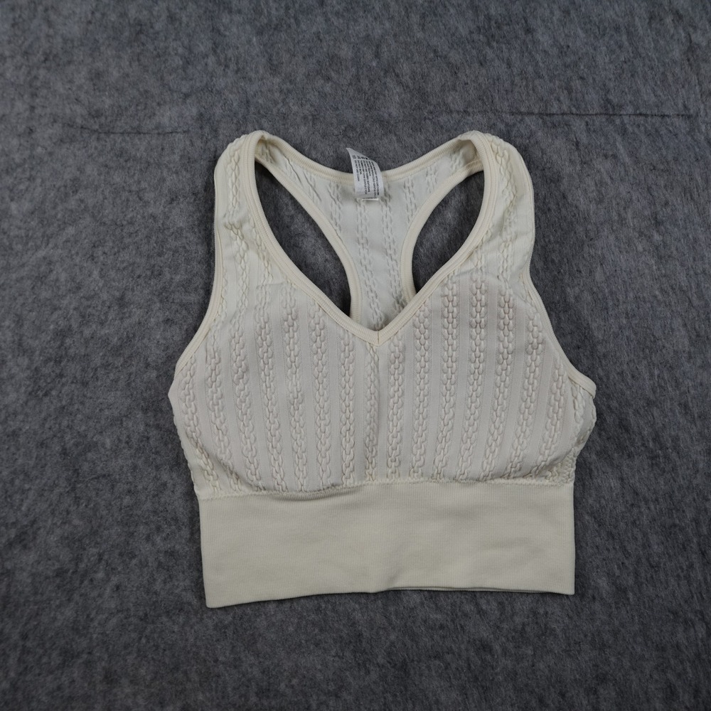 Yogalicious Bra Women Small Cream Seamless Cable Knit Stonewash Solid Alyssa Bra